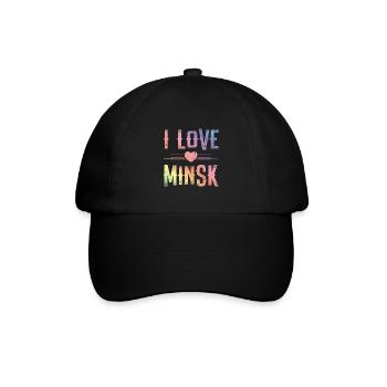 I Love Minsk - Baseballkappe - Schwarz/Schwarz - Vorne