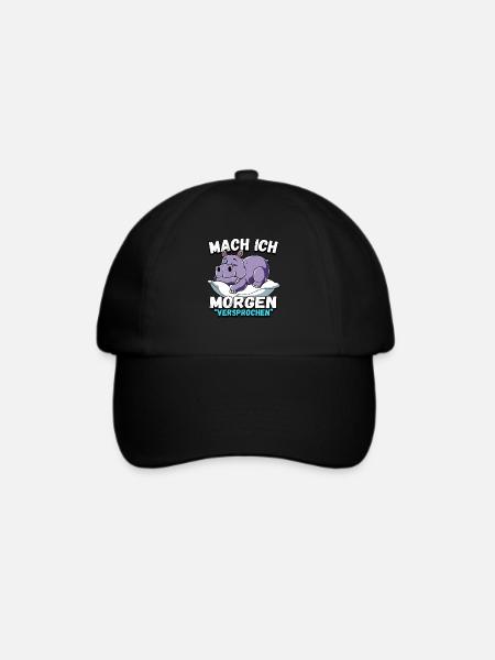 Mach Ich Morgen Versprochen Nilpferd - Baseballkappe - Schwarz/Schwarz