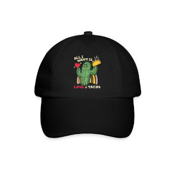All-I-Want, Love-and-Tacos, Taco-Spruch Mexiko - Baseballkappe - Schwarz/Schwarz - Vorne