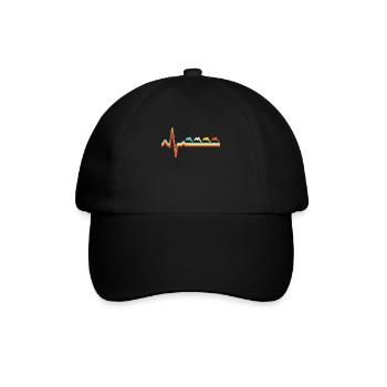 delfin retro herzschlag - Baseballkappe - Schwarz/Schwarz - Vorne