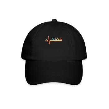 elch retro herzschlag - Baseballkappe - Schwarz/Schwarz - Vorne