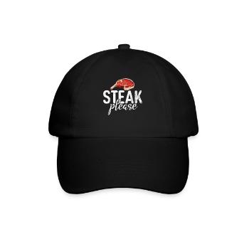 Steak Lover Steak Geschenk - Baseballkappe - Schwarz/Schwarz - Vorne