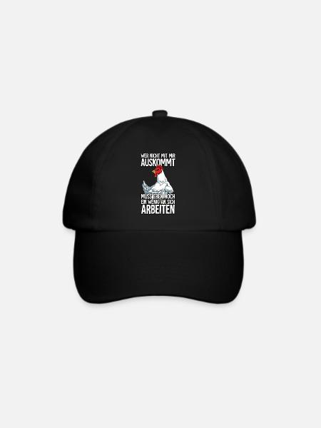 Huhn Wer Nicht Mit Mir Auskommt - Baseballkappe - Schwarz/Schwarz
