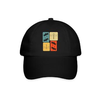 Libellen Insekten retro Libelle - Baseballkappe - Schwarz/Schwarz - Vorne