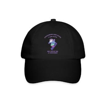 ich bin ein Einhorn beim Skifahren - Baseballkappe - Schwarz/Schwarz - Vorne