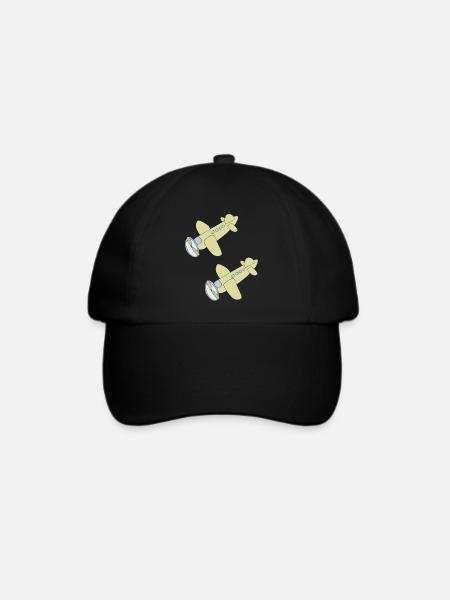 flugzeug 2fach - Baseballkappe - Schwarz/Schwarz