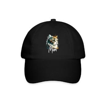 Katzen Mama - Cat Mom Süßes Frauen Katzen Tshirt - Baseballkappe - Schwarz/Schwarz - Vorne