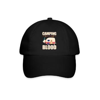 Camping Camper Outdoor Sommer Design - Baseballkappe - Schwarz/Schwarz - Vorne