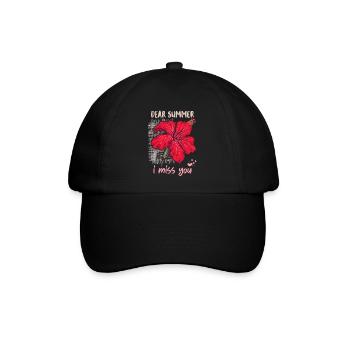 Sommer Summer, lustiger Spruch mit Hibiskus Blüte - Baseballkappe - Schwarz/Schwarz - Vorne