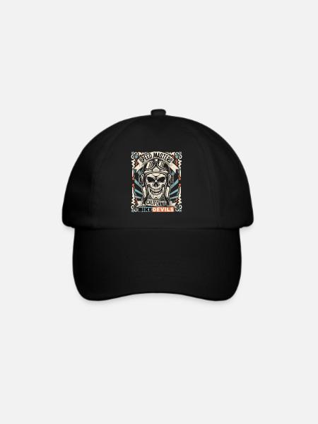 Lachender Totenkopf, Totenschädel, Biker-Skull - Baseballkappe - Schwarz/Schwarz