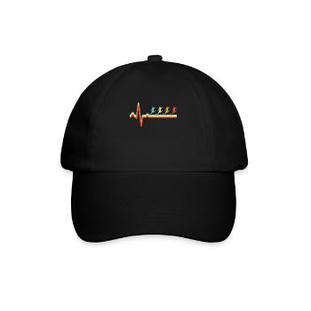Fußball Retro Herzschlag - Baseballkappe - Schwarz/Schwarz - Vorne
