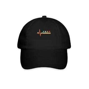 Kampfsport Retro Herzschlag - Baseballkappe - Schwarz/Schwarz - Vorne