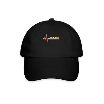 Löwe Retro Herzschlag - Baseballkappe - Schwarz/Schwarz - Vorne