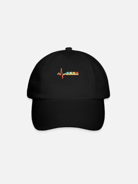 Maus Retro Herzschlag - Baseballkappe - Schwarz/Schwarz