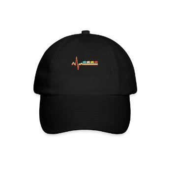 Schwein Retro Herzschlag - Baseballkappe - Schwarz/Schwarz - Vorne