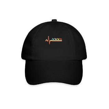 Ziege Retro Herzschlag - Baseballkappe - Schwarz/Schwarz - Vorne