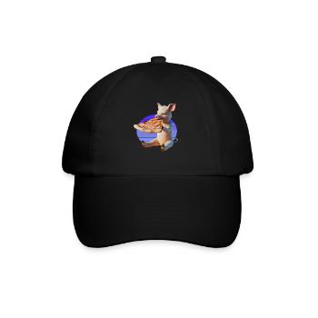Piggy in Paradise Pizza - Baseballkappe - Schwarz/Schwarz - Vorne
