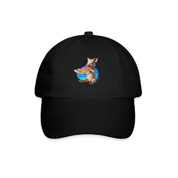 Piggy in Paradise Pizza - Baseballkappe - Schwarz/Schwarz - Vorne