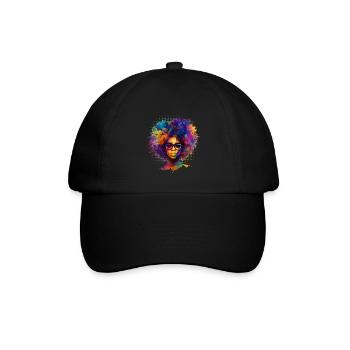 Afro Haare Afro Amerikanisch Afrikanische Frau - Baseballkappe - Schwarz/Schwarz - Vorne