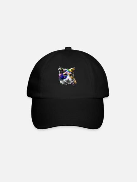 Künstlerische Katze - Baseballkappe - Schwarz/Schwarz