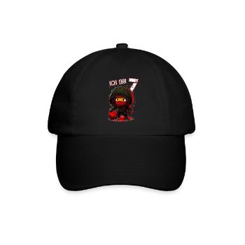 Kinder Geburtstag 7 Jahre - Basketball und Ninjas - Baseballkappe - Schwarz/Schwarz - Vorne