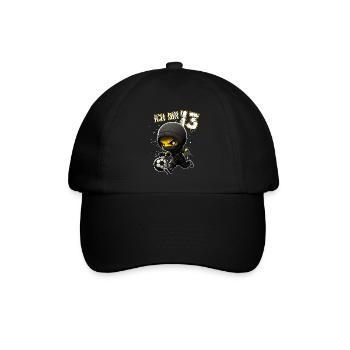 Kinder Geburtstag 13 Jahre - Fussball und Ninjas - Baseballkappe - Schwarz/Schwarz - Vorne