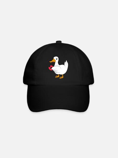 Ente mit Donut - Baseballkappe - Schwarz/Schwarz