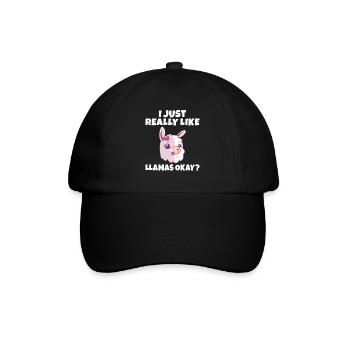 Lama Geschenk Lama Liebhaber Geschenk - Baseballkappe - Schwarz/Schwarz - Vorne