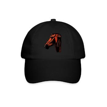 Pferd Tier Motiv - Baseballkappe - Schwarz/Schwarz - Vorne