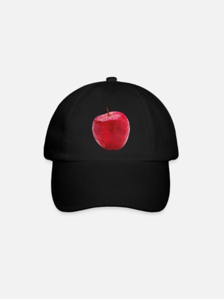 Apfel designed in Low Poly Art - Baseballkappe - Schwarz/Schwarz