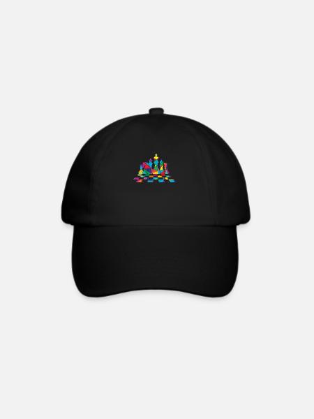 Schach Polygon Schachfigur - Baseballkappe - Schwarz/Schwarz