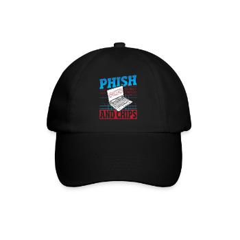 Phish and Chips Hacker Hacking Internet Network - Baseballkappe - Schwarz/Schwarz - Vorne