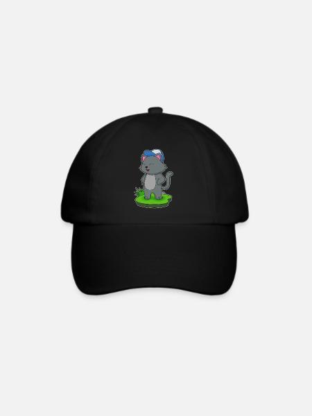 Katze Schüler Cap Schule - Baseballkappe - Schwarz/Schwarz