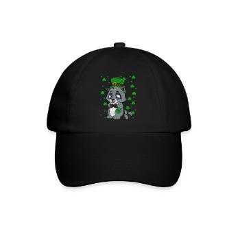 Waschbär Kleeblätter Saint Patrick's Day - Baseballkappe - Schwarz/Schwarz - Vorne