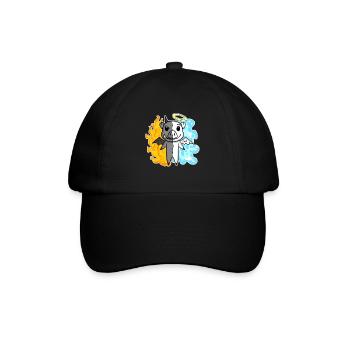 Schwein - Engel und Teufel - Baseballkappe - Schwarz/Schwarz - Vorne