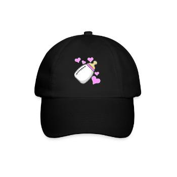 Tochter Milchflasche Mädchen Schwanger Geburt - Baseballkappe - Schwarz/Schwarz - Vorne