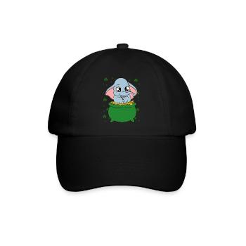 Niedlicher Elefant Kleeblätter St. Patrick's Day - Baseballkappe - Schwarz/Schwarz - Vorne