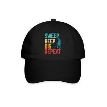 Sweep Beep Dig Repeat Sondengänger Schatzsuche - Baseballkappe - Schwarz/Schwarz - Vorne