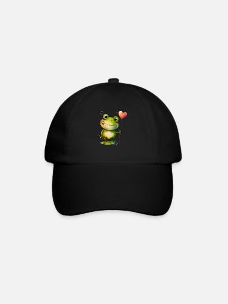 Frosch Frösche Kröte Liebe Valentienstag - Baseballkappe - Schwarz/Schwarz