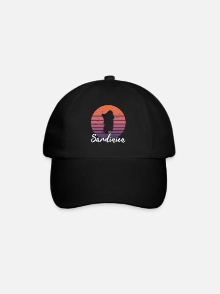 Sardinien Insel Italien Urlaub Retro Geschenk - Baseballkappe - Schwarz/Schwarz
