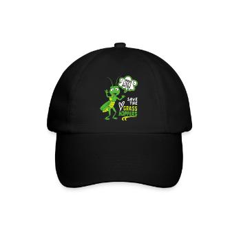 Comic Grashüpfer, lustiger Spruch Heuschrecke - Baseballkappe - Schwarz/Schwarz - Vorne