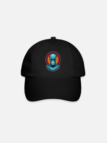 Blauer Monsterschädel - Baseballkappe - Schwarz/Schwarz