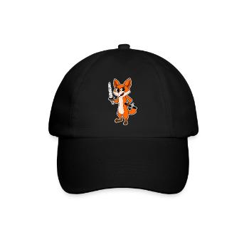 Katana Fuchs Ninjaschwert Samuraischwert - Baseballkappe - Schwarz/Schwarz - Vorne