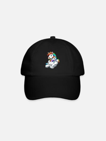 Einhorn Vater und Kind für einen Einhorn - Baseballkappe - Schwarz/Schwarz