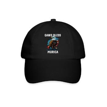 Gawd Bless Murica American Bald Eagle Funny - Baseballkappe - Schwarz/Schwarz - Vorne