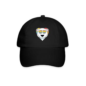 Regenbogen - Eisbär mit Brille - Baseballkappe - Schwarz/Schwarz - Vorne