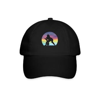 Frauen Softballspielerin Silhouette Mädchen Softball - Baseballkappe - Schwarz/Schwarz - Vorne
