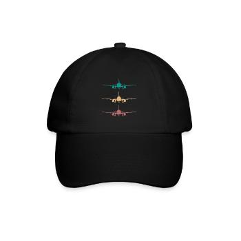 Flugzeug Retro Design 3 farben / für piloten - Baseballkappe - Schwarz/Schwarz - Vorne