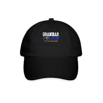 Grammatik-Polizei Rechntschreibung - Baseballkappe - Schwarz/Schwarz - Vorne