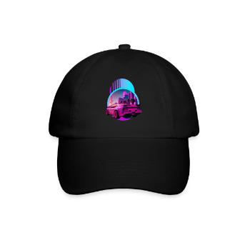Retro Wave Supercar Vaporwave - Baseballkappe - Schwarz/Schwarz - Vorne